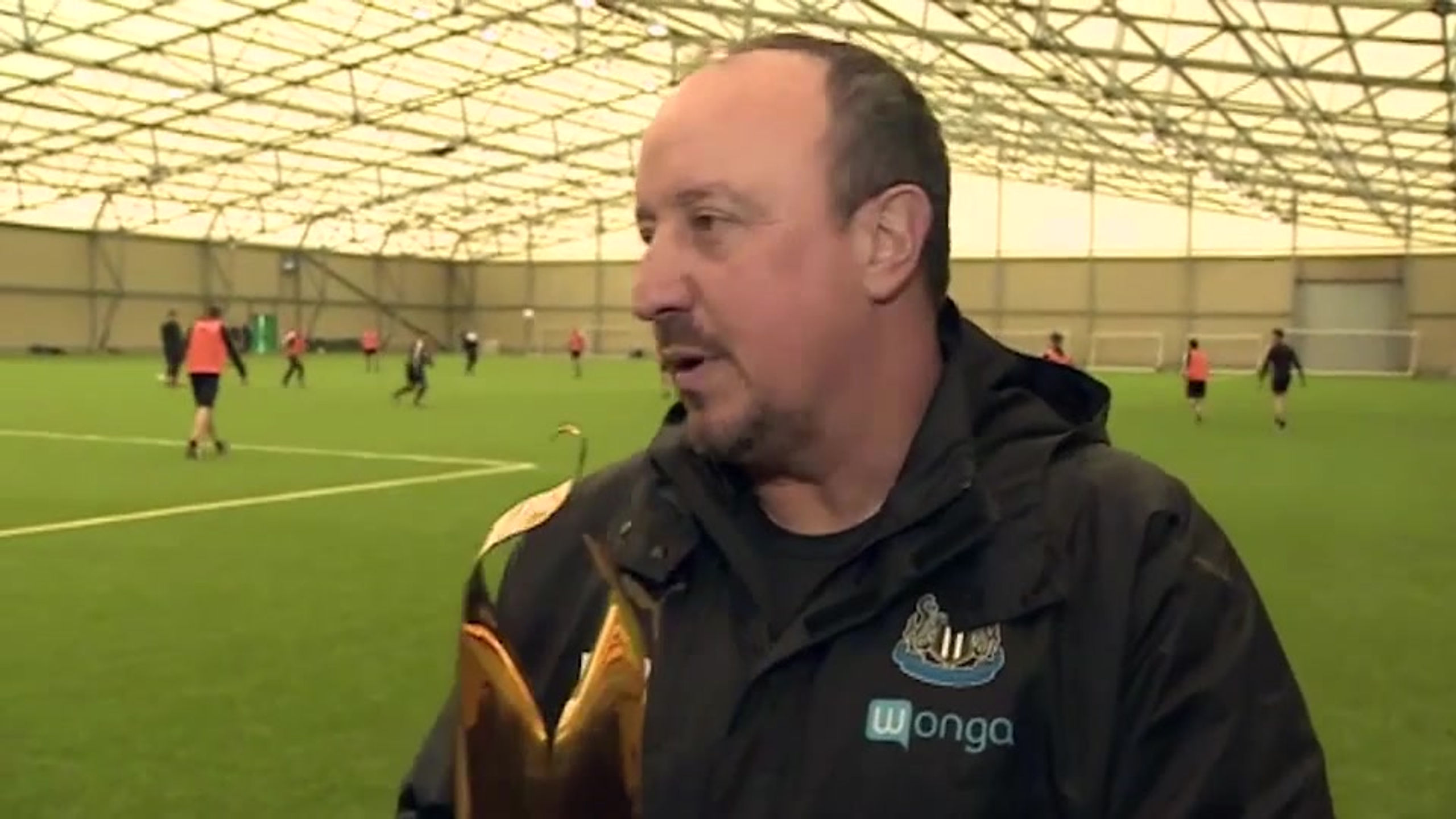 Rafa Benitez's acceptance speech as he collects first piece of silverware as Newcastle boss.
